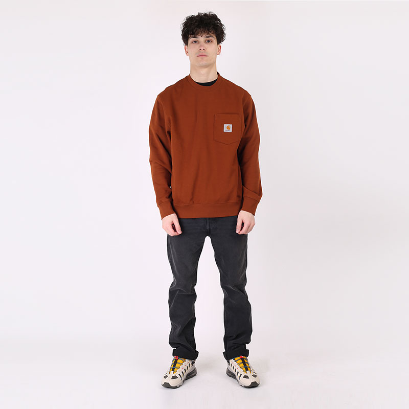 мужская коричневая толстовка Carhartt WIP Pocket Sweat I027681-brandy - цена, описание, фото 6